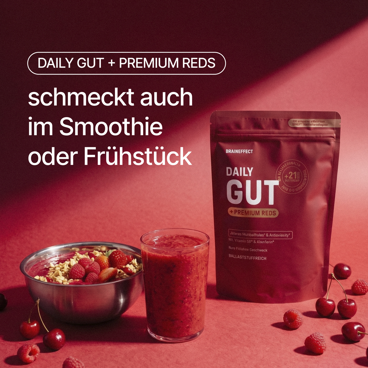 DAILY GUT + PREMIUM REDS » Das Premium Darmpulver | NEU – BRAINEFFECT