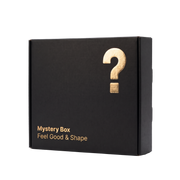 Schwarze Mystery Box von BRAINEFFECT mit goldener Aufschrift "Mystery Box" und "Feel Good & Shape" sowie einem großen goldenen Fragezeichen