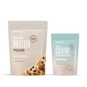 BRAINEFFECT Vegan Protein Powder Cookie-Dough flavour and Daily Creatine + Electrolytes Coconut-Lemon flavour pouch bundle